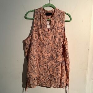 Lane Bryant Peach Floral Sleeveless Blouse